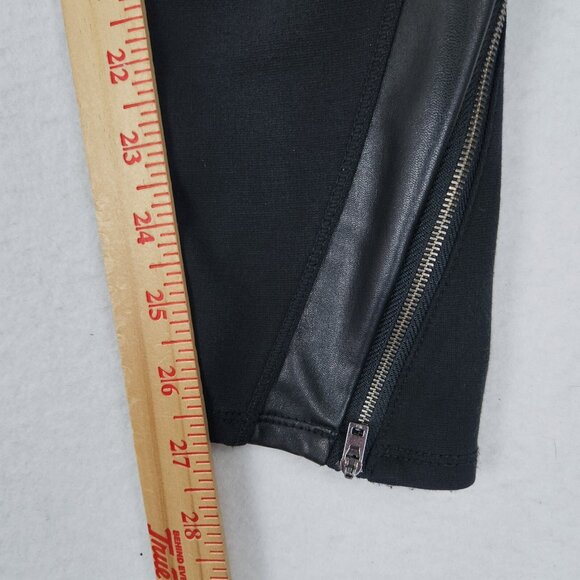 Athleta Pants Womens Small Black Luxe Ponte Faux Leather Trim Mid Rise Leggings - Picture 6 of 11